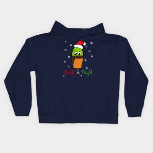 Prickly And Bright - Cute Cactus With Christmas Scarf Kids Hoodie